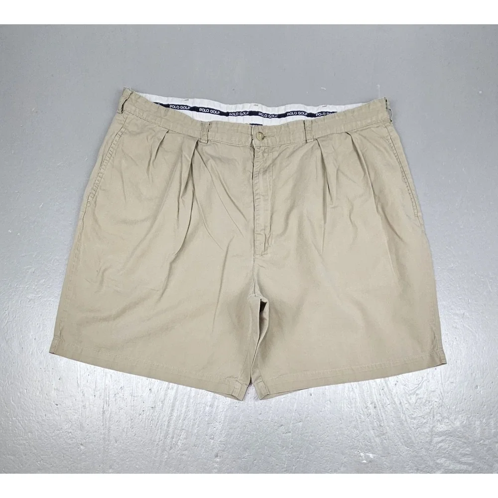 Vintage Polo Golf Ralph Lauren Short Mens 42 Pleated Fairway Khaki Chino Shield
